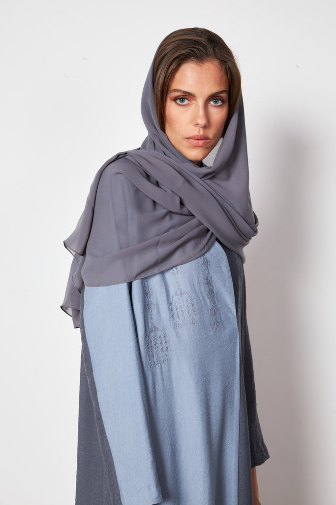 Gray Blue - Two tone abaya