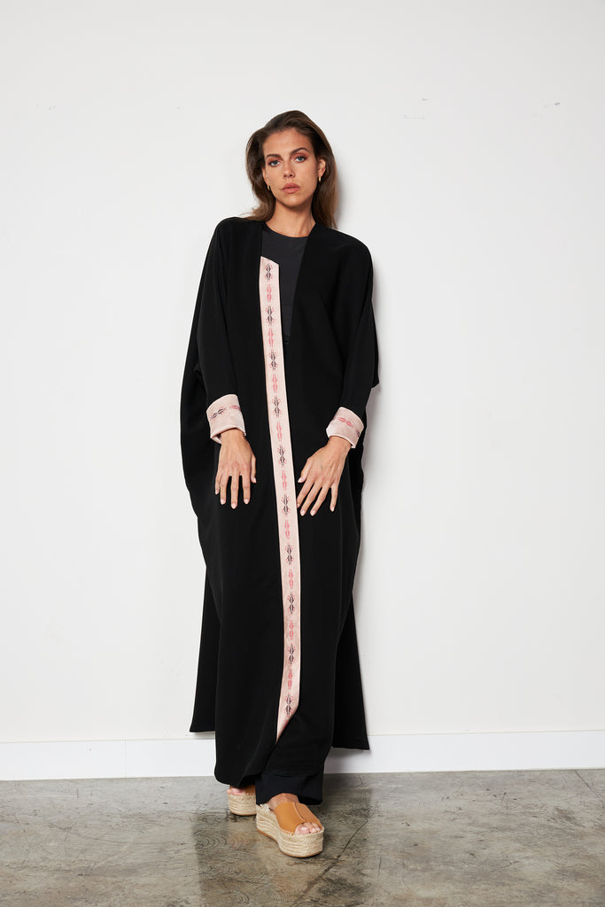 Embroidered Folded Cuff Abaya