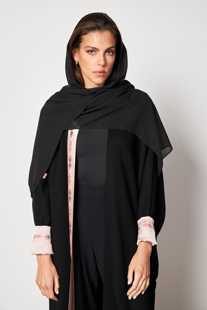 Embroidered Folded Cuff Abaya