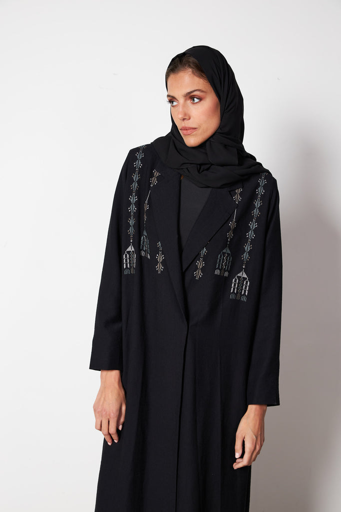 Olive Embroidery Shoulder Abaya