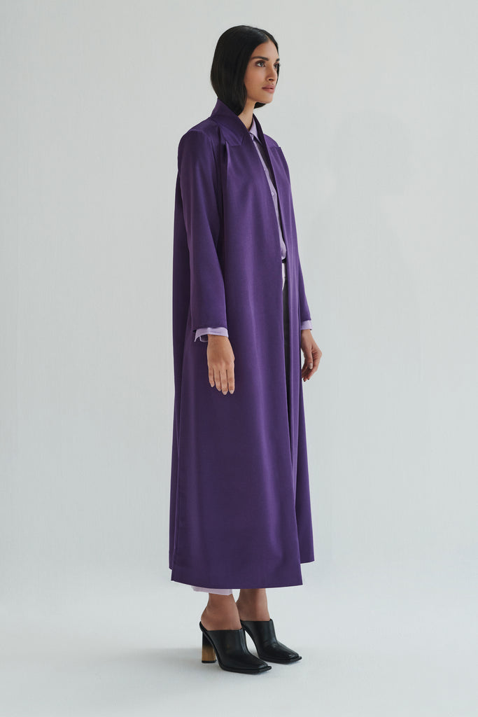 Purple Semi Collar Abaya